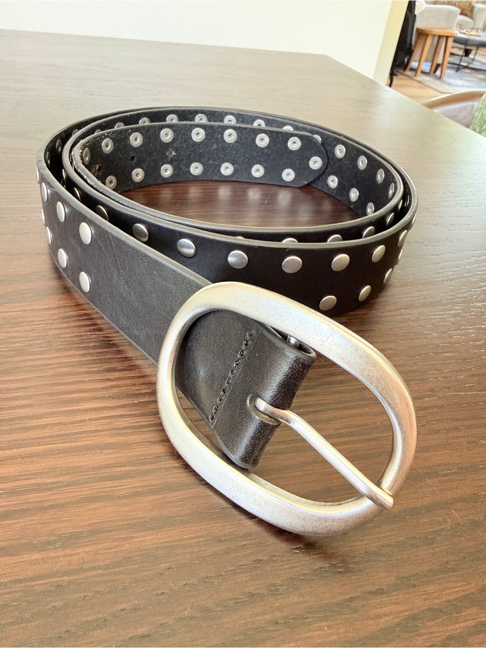 Anthropologie Plus Size Belt Black Silver 3X
